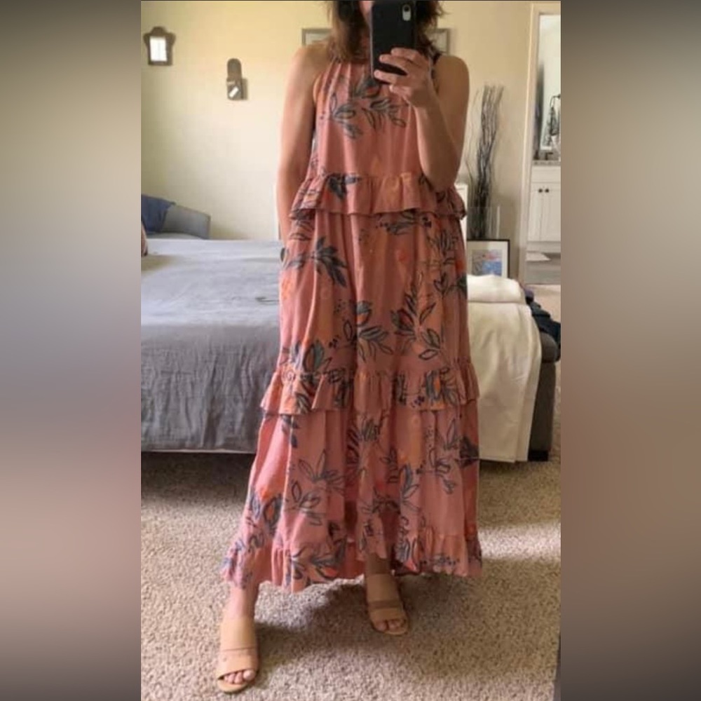 Free People halter-style, tiered maxi dress